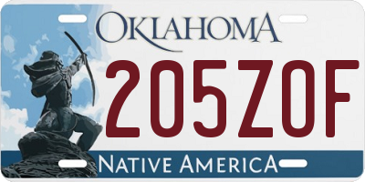 OK license plate 205ZOF