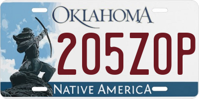 OK license plate 205ZOP