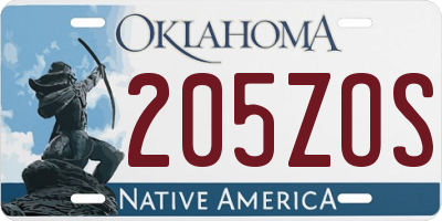 OK license plate 205ZOS