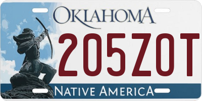 OK license plate 205ZOT