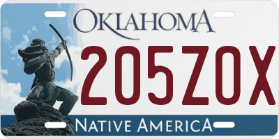 OK license plate 205ZOX