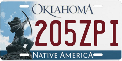 OK license plate 205ZPI