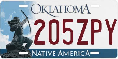 OK license plate 205ZPY