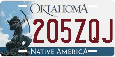 OK license plate 205ZQJ