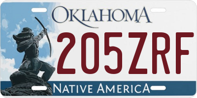 OK license plate 205ZRF