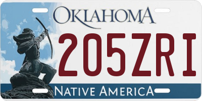 OK license plate 205ZRI