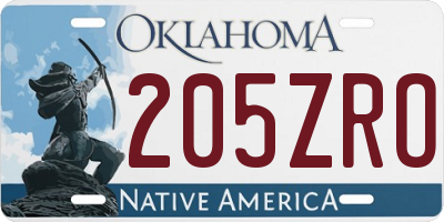 OK license plate 205ZRO
