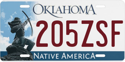 OK license plate 205ZSF
