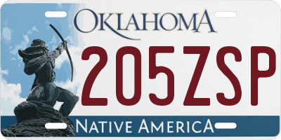 OK license plate 205ZSP