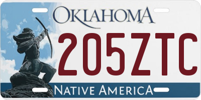 OK license plate 205ZTC