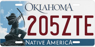 OK license plate 205ZTE