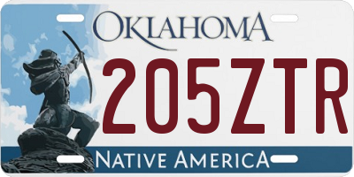 OK license plate 205ZTR