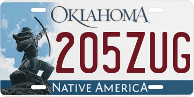 OK license plate 205ZUG