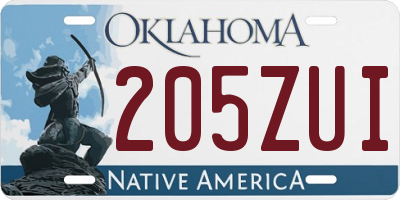 OK license plate 205ZUI