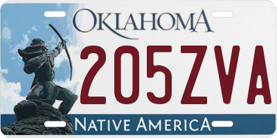 OK license plate 205ZVA