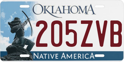 OK license plate 205ZVB