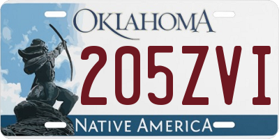 OK license plate 205ZVI