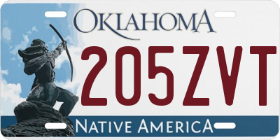 OK license plate 205ZVT