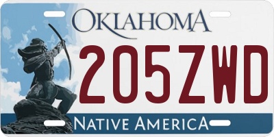 OK license plate 205ZWD