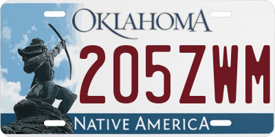 OK license plate 205ZWM