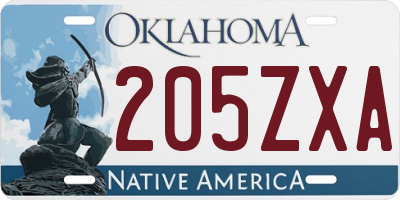 OK license plate 205ZXA