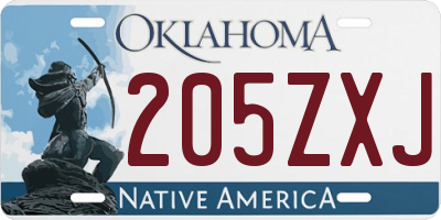 OK license plate 205ZXJ