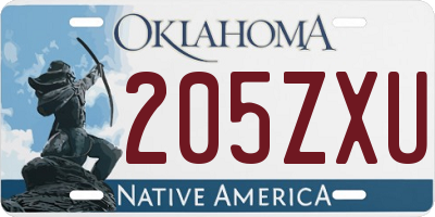 OK license plate 205ZXU