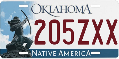 OK license plate 205ZXX