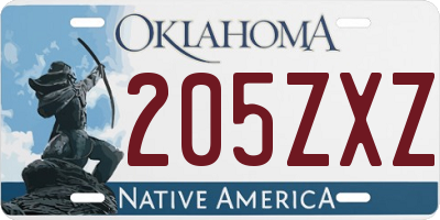 OK license plate 205ZXZ