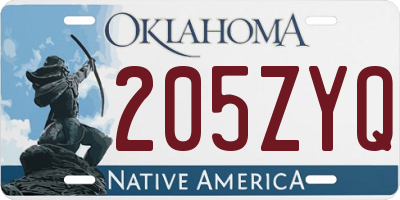 OK license plate 205ZYQ