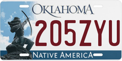 OK license plate 205ZYU