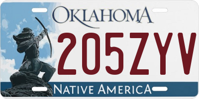 OK license plate 205ZYV