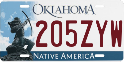 OK license plate 205ZYW