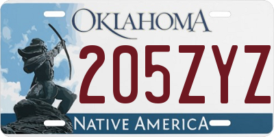 OK license plate 205ZYZ