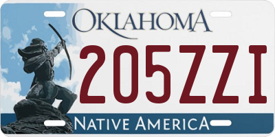 OK license plate 205ZZI