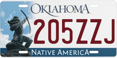 OK license plate 205ZZJ