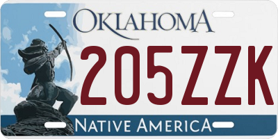 OK license plate 205ZZK