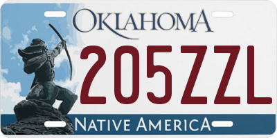 OK license plate 205ZZL