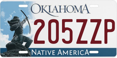 OK license plate 205ZZP