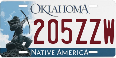 OK license plate 205ZZW