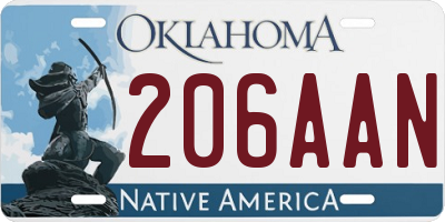 OK license plate 206AAN