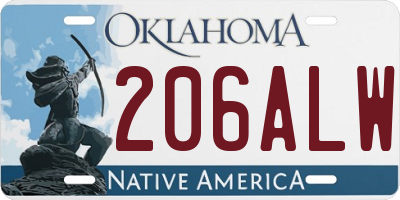 OK license plate 206ALW