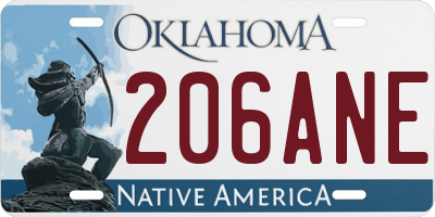 OK license plate 206ANE