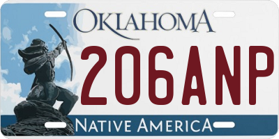 OK license plate 206ANP