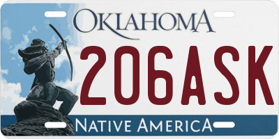 OK license plate 206ASK