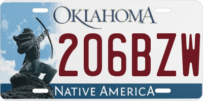 OK license plate 206BZW