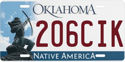 OK license plate 206CIK