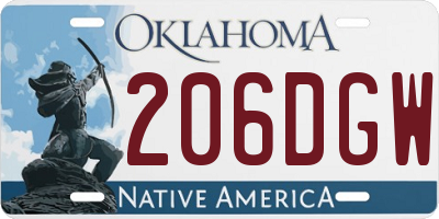 OK license plate 206DGW