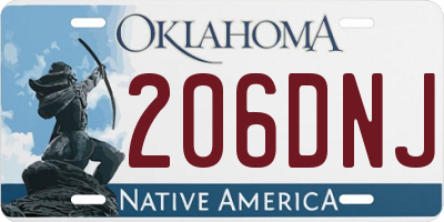 OK license plate 206DNJ
