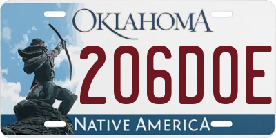 OK license plate 206DOE